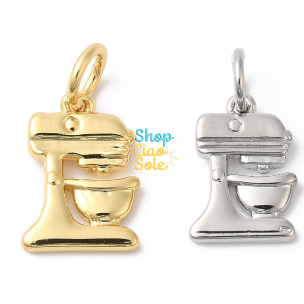 Dije colgante Batidora enchapado en oro real 18k y platino (2 modelos)
