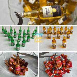 Dijes par Botella/lata de Cerveza, imitación comida (5 Modelos)