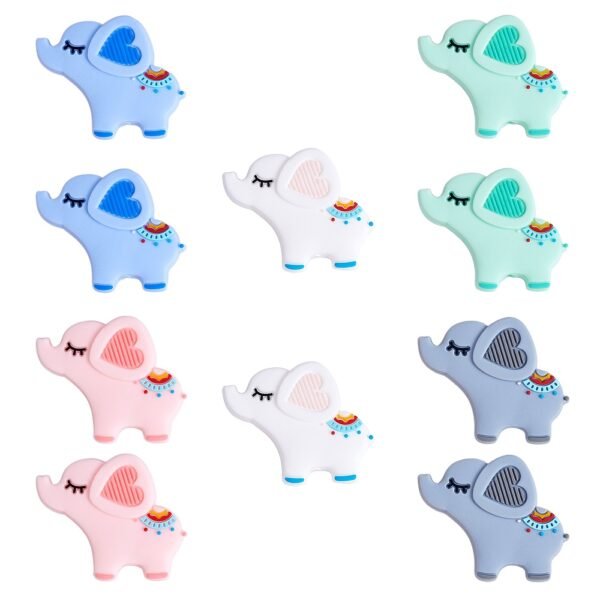 Unidad de cuenta de silicona forma de elefantes Corazón BPA FREE (5 modelos)