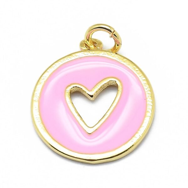 Dije de Corazón Rosa enchapado de oro real de 18k