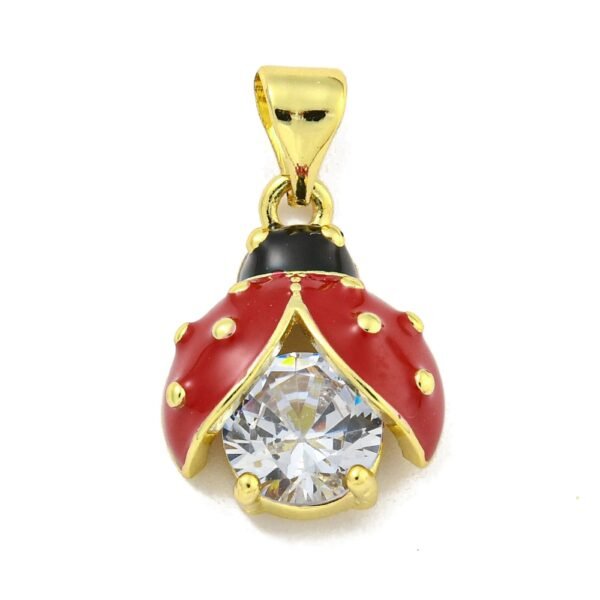 Colgante Vaquita de San Antonio con cristal chapado en oro real 18k