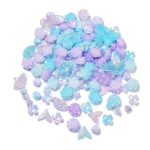 Mix de cuentas acrílicas Azules y lilas 50 unidades