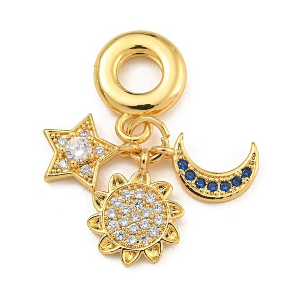 Dije triple de luna y estrella Enchapado en oro real 18k