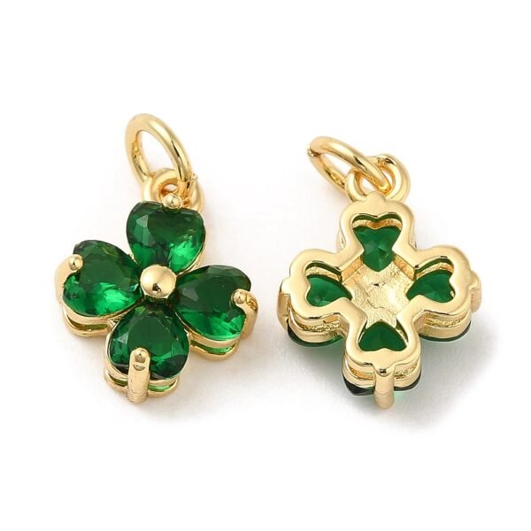 Dije Trébol verde 18k chapado en oro real