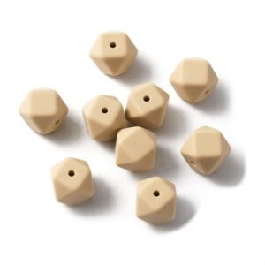 5 Unid de Cuentas hexagonales de silicona Beige BPA FREE