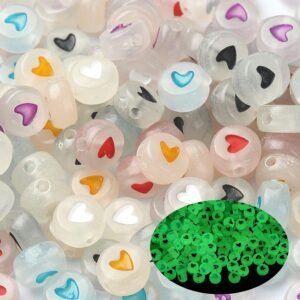 50 Unid Corazones 7mm, Brillan en la Oscuridad