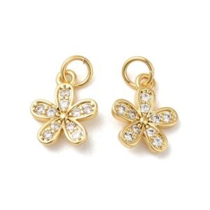Dije flor chapado en oro real de 18k con circonio cúbico