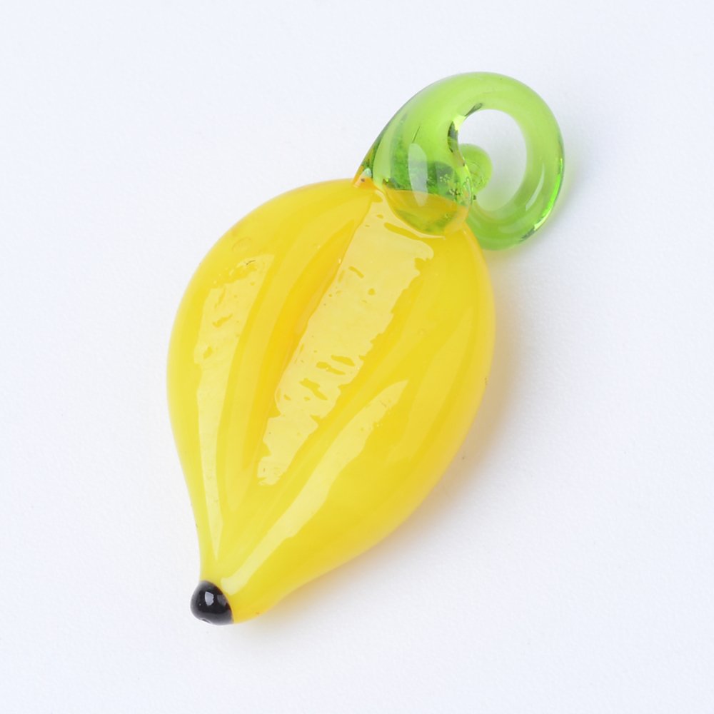 Par de Bananas cuentas de vidrio 28mm