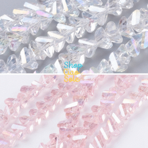 Tira de Cuentas de vidrio electro chapado, facetadas, triangulares 6mm (2 MODELOS)