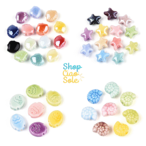 4 a 5 unid de Cuentas de porcelana motivos marinos hecho a mano (4 modelos)