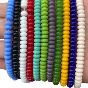 Tira de Cuentas de vidrio opaco 6.5mm en forma de donas