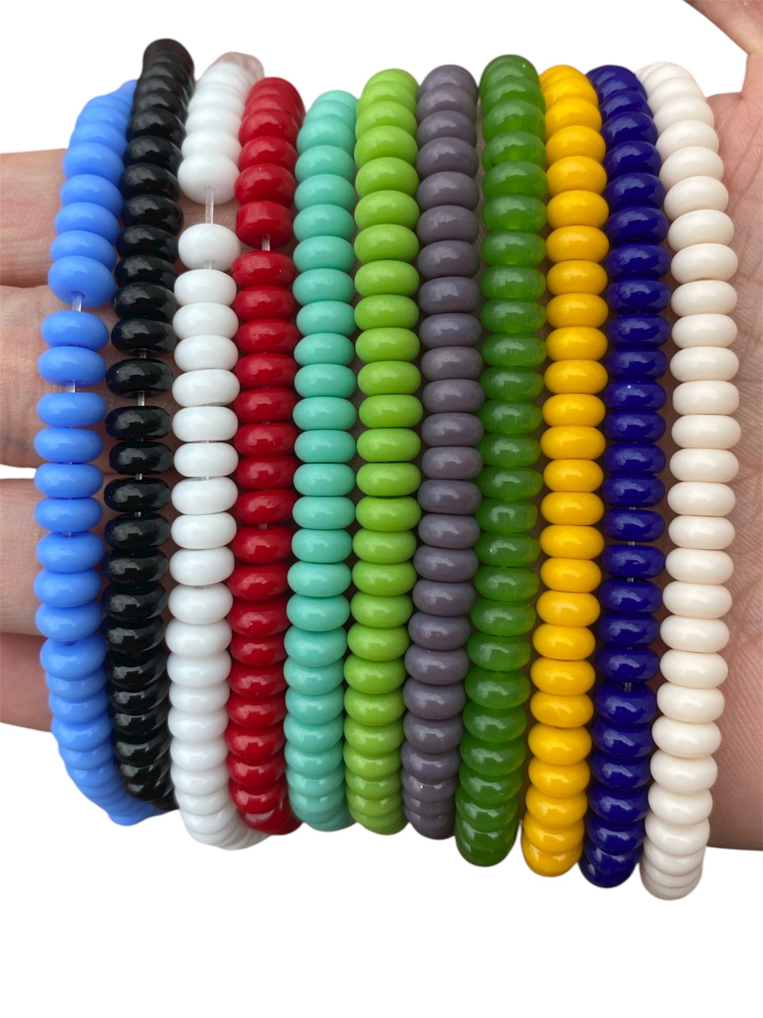 Tira de Cuentas de vidrio opaco 6.5mm en forma de donas