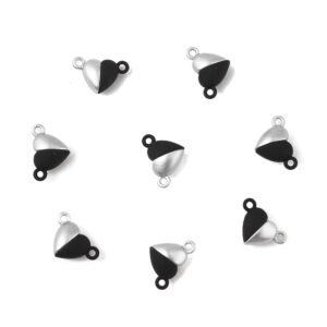 Dije imán en forma de Corazón Plateado con negro