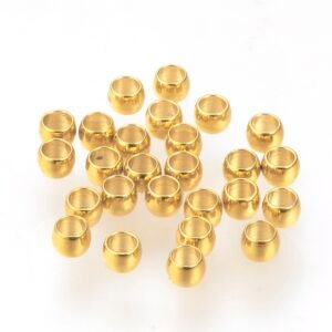 50unid Aprieta Linga 2x1.5mm Acero quirúrgico ENCHAPADO EN ORO REAL 24K