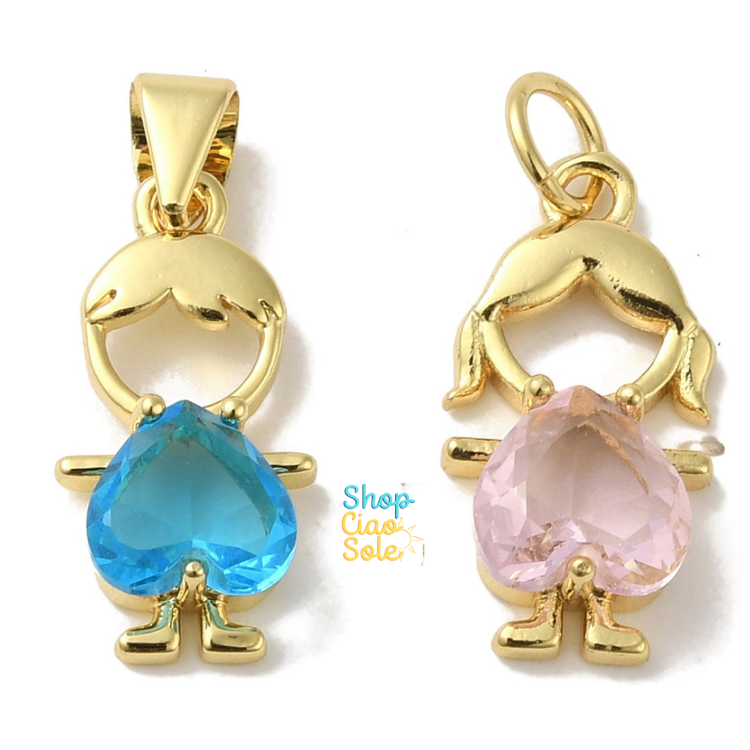 Dije para el día de la madre, niño y niña enchapados en oro real 18k (2 modelos)