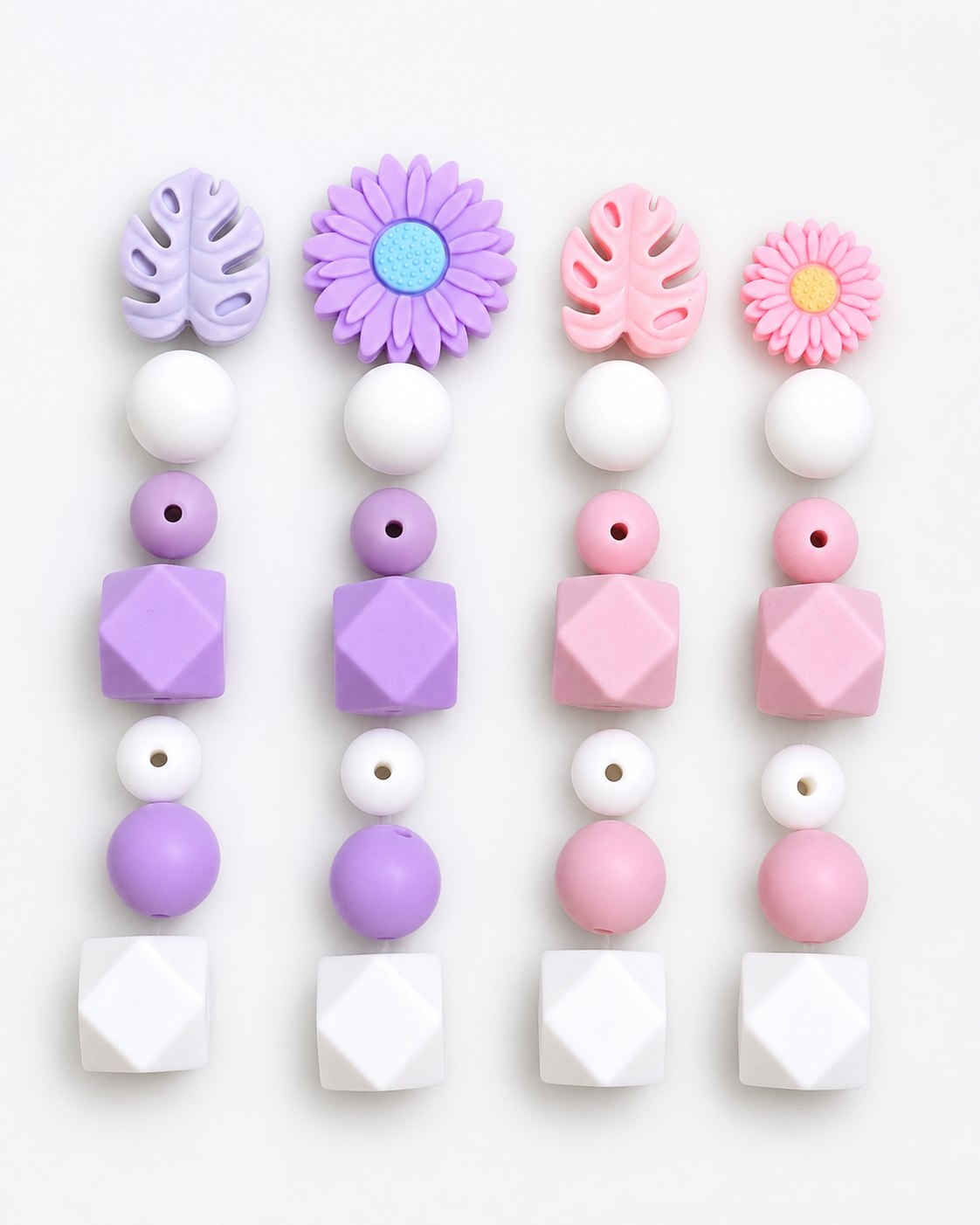 7 Unidades de Cuenta de Silicona BPA FREE para porta chupetes  (4 Modelos)