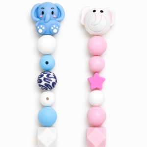 7 Unid de Cuenta de Silicona BPA FREE para portachupetes  (2 Modelos de elefante)