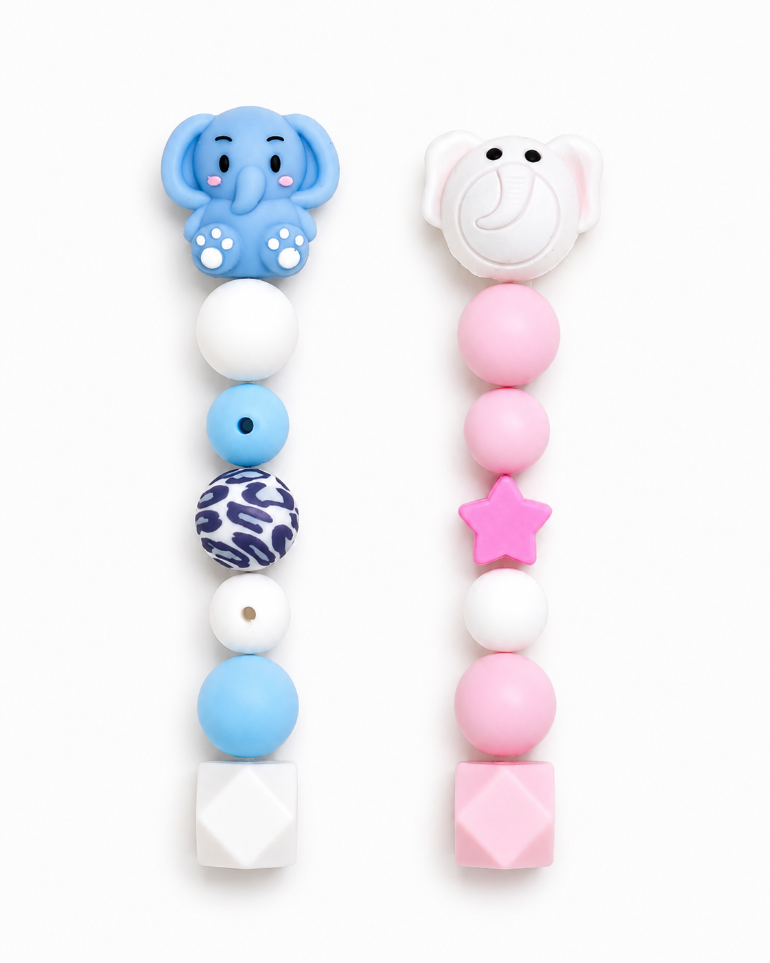 7 Unid de Cuenta de Silicona BPA FREE para portachupetes  (2 Modelos de elefante)