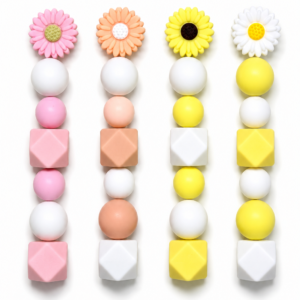 7 Unidades de Cuenta de Silicona BPA FREE para porta chupetes (4 Modelos floral)