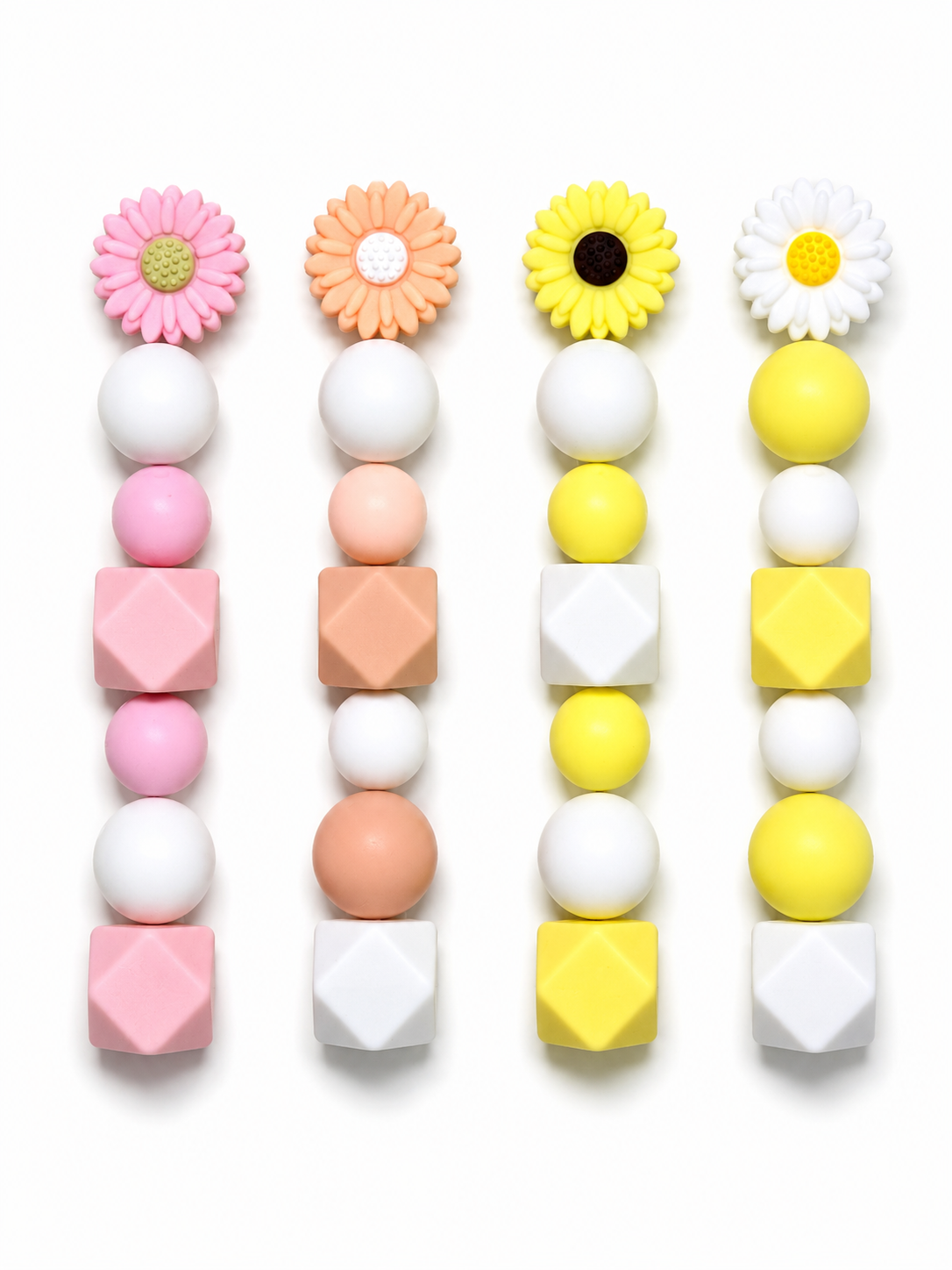 7 Unidades de Cuenta de Silicona BPA FREE para porta chupetes (4 Modelos floral)