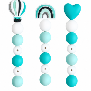 Kit de Cuentas de Silicona BPA FREE para porta chupetes ( 3 Modelos en tonos verde)