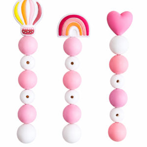 Kit de Cuentas de Silicona BPA FREE para porta chupetes ( 3 Modelos en tonos Rosas)