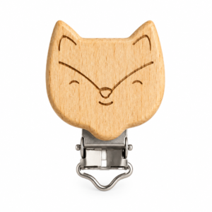 Unidad de Clip para Porta chupetes En Madera forma de Zorro