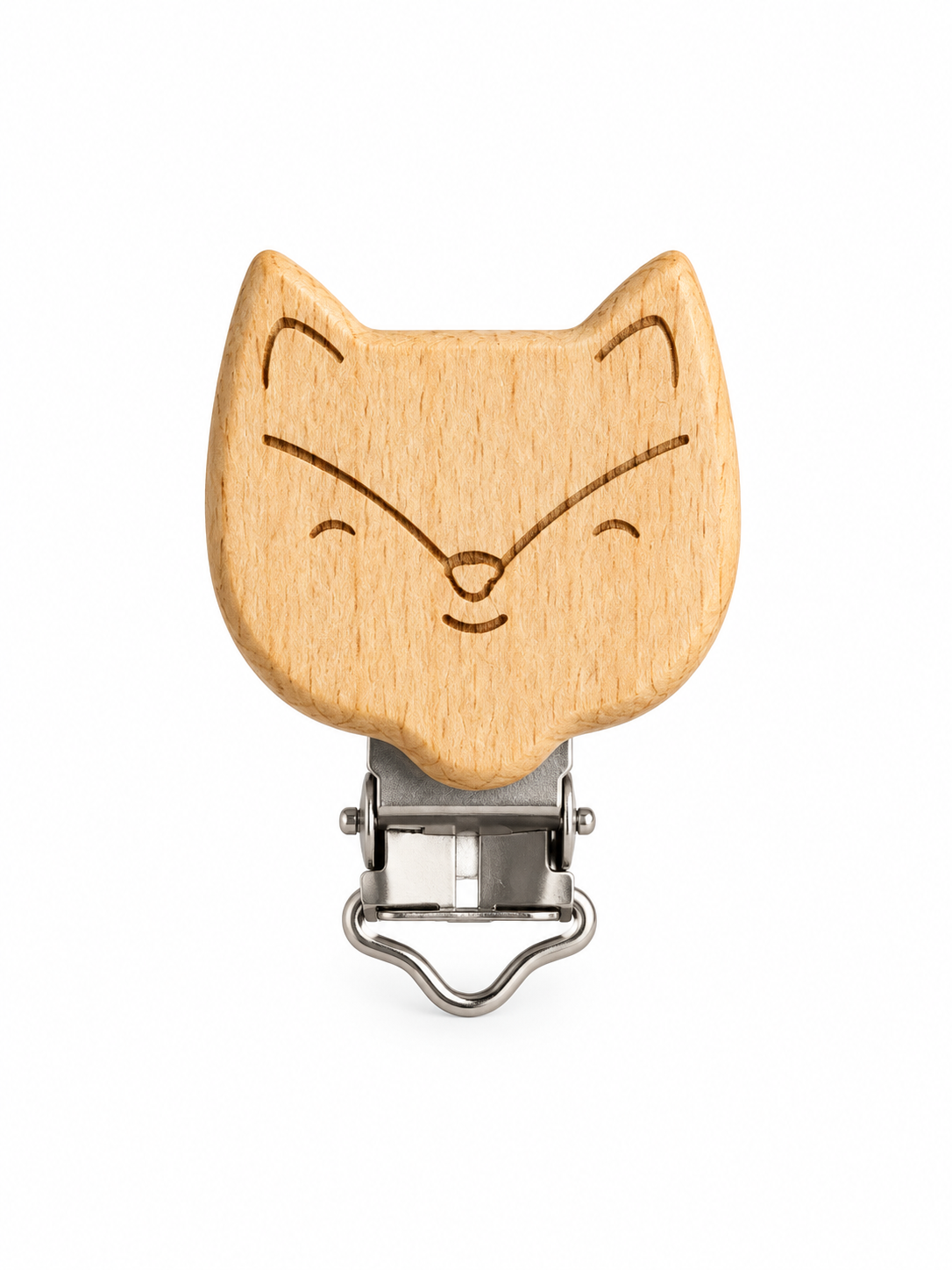 Unidad de Clip para Porta chupetes En Madera forma de Zorro