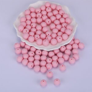 5 Unid de Cuentas de silicona Rosa Claro BPA FREE 15mm